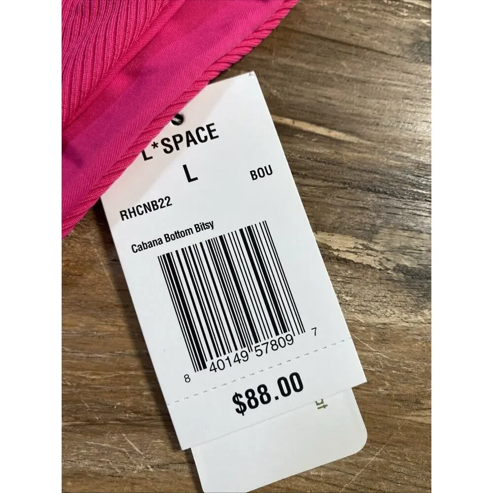 L*Space Cabana Bitsy Bikini Bottom in Hot Pink Size Large NWT RHCNB22 BOU RT$88